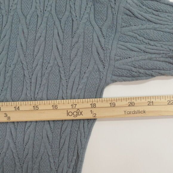 E3 by Etcetera Sweater Womens XS Blue Cable Knit Wool-Blend V-Neck - Picture 12 of 14